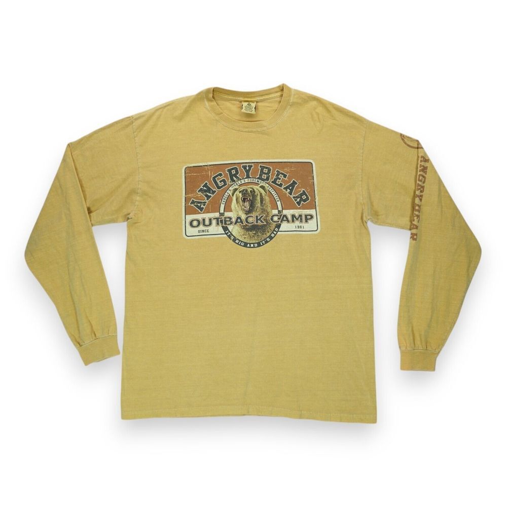 Vintage‎ Cabelas Mens Medium Reg Angry Bear Outback Camp Long Sleeve T-Shirt